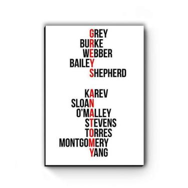 Imagem de Quadro decorativo MDF Greys Anatomy Nomes - Artgeek