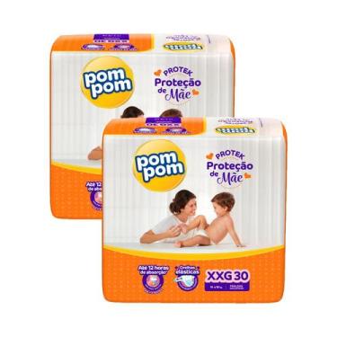 Imagem de Kit 2 Fraldas Pom Pom Derma Protek Mega XXG com 30un cada