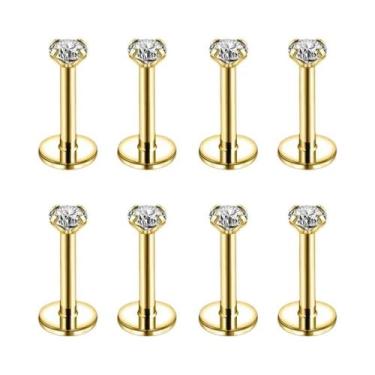 Imagem de Conjunto De Piercings Labret De Aço Inoxidável 16G Com Cristais CZ Par