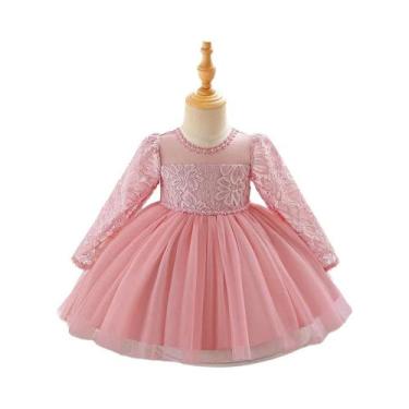 Imagem de Vestido Elegante De Renda Com Manga Longa Para Bebês, Ideal Para Festa