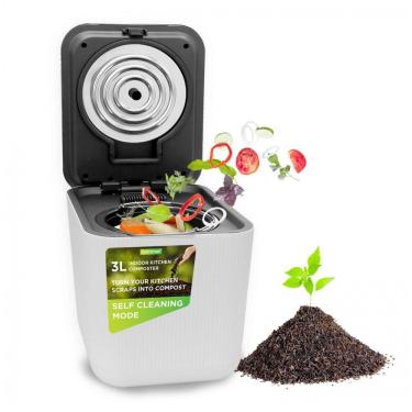 Imagem de Composteira Elétrica de Cozinha 3L para Ambiente Interno com Funções de Secagem, Trituração e Resfriamento, 110V, Nutrichef, Branca