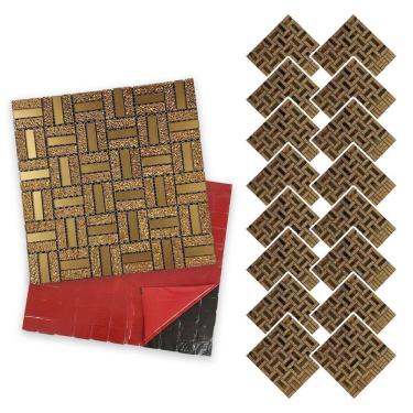 Imagem de Pastilha De Vidro Adesiva Kit 16 Uni Parede Banheiro Cozinha Sala Decorativa Moderna Reforma Requintado Facil Aplicacao