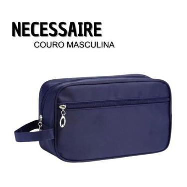 Imagem de Necessaire de Couro Masculina Com Alça Lateral - New Bag, Azul