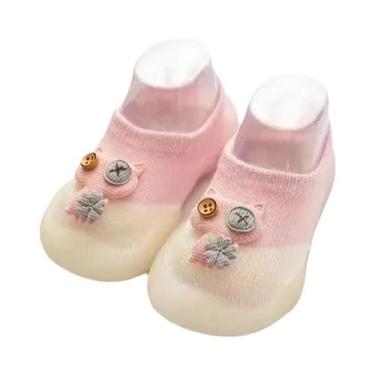 Imagem de Sapatos De Bebê Respiráveis E Antiderrapantes Em Algodão Cardado, Meia