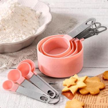 Imagem de Medidor Dosador Culinário Xicara Copo e Colher Plástico com cabo Inóx 