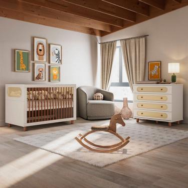 Imagem de Quarto de Bebê Completo em Mdf Aurora Areia/Jequitibá