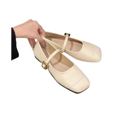 Imagem de Sapatos Retro Mary Jane Femininos Primavera Verão 2025 Salto Baixo Bic