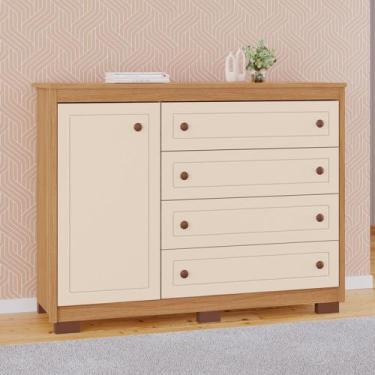 Imagem de Cômoda Provenza 100 MDF 1 Porta 4 Gavetas - Tuboarte, Freijó Off White