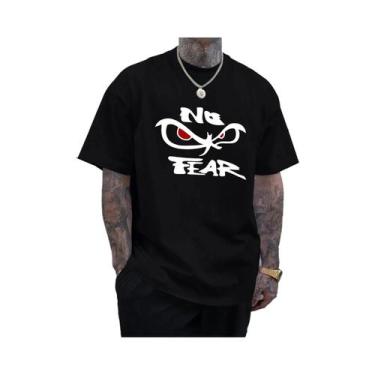 Imagem de Camiseta Masculina Oversized De Algodão Com Estampa 'No Fear' E 'Deter