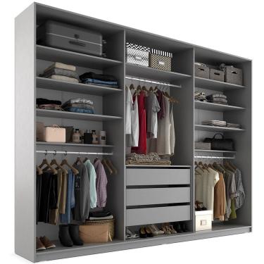 Imagem de Closet Casal Guarda Roupa Sem Porta 237cm 3 Gavetas MDF Pisa R02 Urbe - Lyam Decor