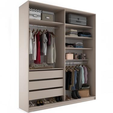 Imagem de Closet Solteiro Guarda Roupa Sem Porta 159cm 3 Gavetas MDF Pisa R02 Bege - Lyam Decor