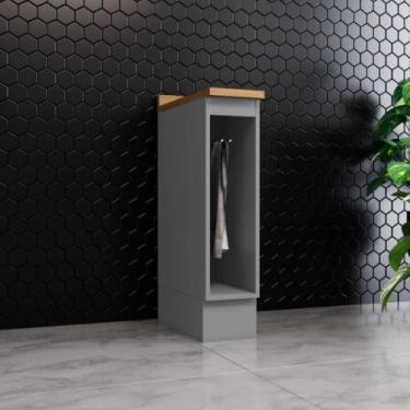 Imagem de Armário Porta Toalha Americana Henn 20 cm com Tampo para Cozinha, Cinz