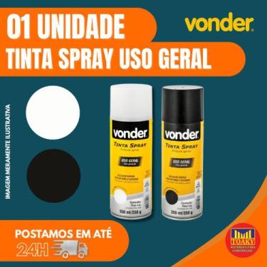 Imagem de Kit 3 Tinta Spray Vonder Alta Cobertura Secagem Rápida  Preto ou Branc