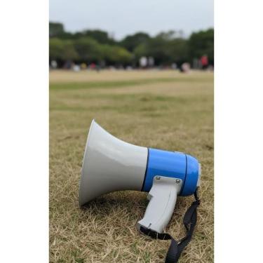 Imagem de Megafone 30W Recarregável USB GRAVAÇÃO Potente Cinza/Azul - Congratula