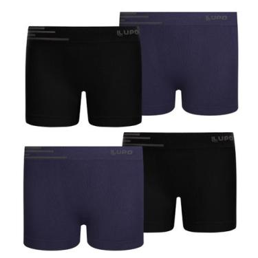 Imagem de Kit 4 Cueca Boxer Infantil Box Microfibra Sem Costura Lupo, Preto com 