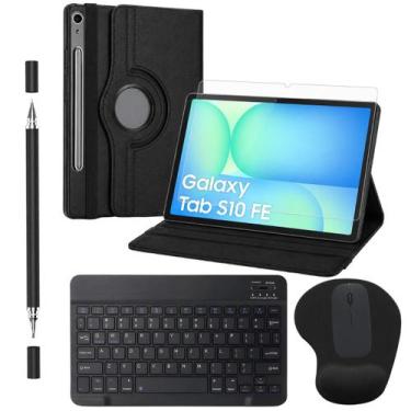 Imagem de Kit para Tablet Galaxy Tab S10 FE Capa Giratória + Película + Teclado 