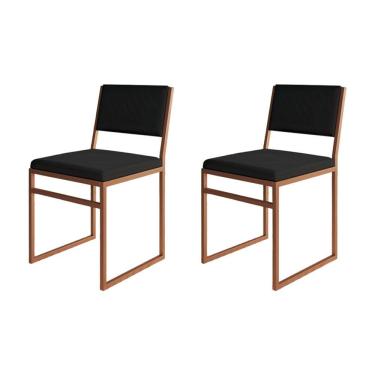 Imagem de Kit 2 Cadeiras Industrial Isa Veludo Base Cobre para Mesa Sala Jantar Cozinha Decor - C...