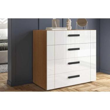 Imagem de Cômoda Casal Lisboa c/ 4 Gavetas Freijo/Branco - Politorno
