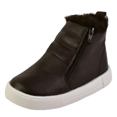 Imagem de Bota coturno tênis cano alto infantil menina forrada de pelúcia super 