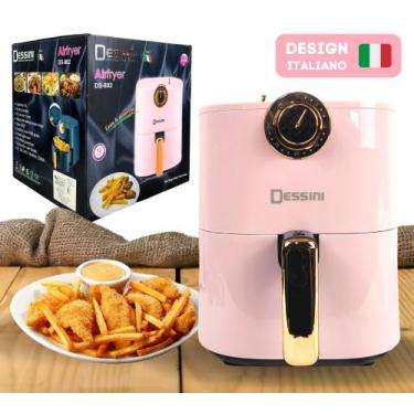 Imagem de Fritadeira Air Fryer Sem Óleo 4,3 Litros 1300w 220v Rosa - Dessini, Ro