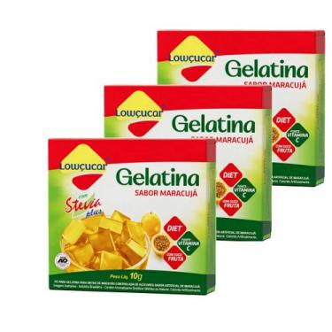 Imagem de Kit 3 Gelatina Pó Diet C/ Stevia Plus Maracuja Lowçucar 10gr