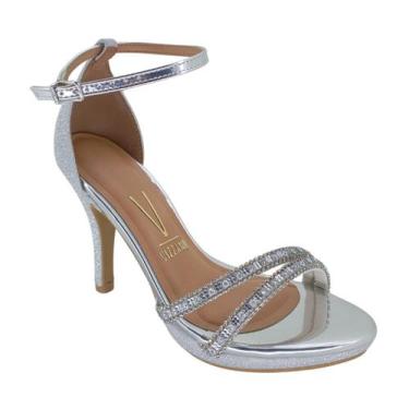 Imagem de Sandália Vizzano Tela Shine Strass 62101044 - Feminino, Prata, 36