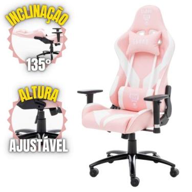Imagem de Cadeira Gamer Rosa Pink Escritório Giratória Ergonômica de Alta Qualid