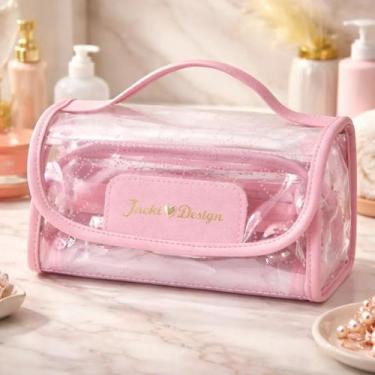 Imagem de Necessaire Rocambole Transparente Jacki Design Love Cor Rosa Coração