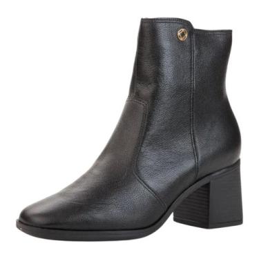 Imagem de Bota Feminina Salto Baixo Bloco Couro Confortavel Bebece, Preto, 38