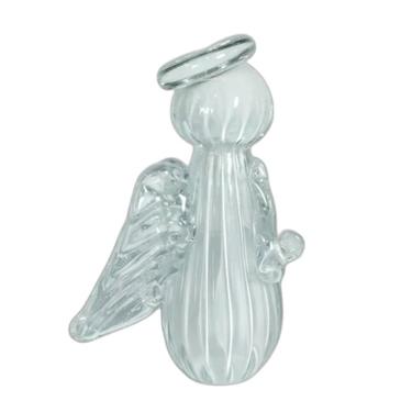 Imagem de Anjo Decorativo de Cristal Murano Uriel Quartzo Pérola Transparente para Decoração Cristais Labone