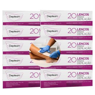 Imagem de Kit 200 Lenços para Depilação com Cera Roll On Branco Depilsam Descartáveis Macios e Resistentes