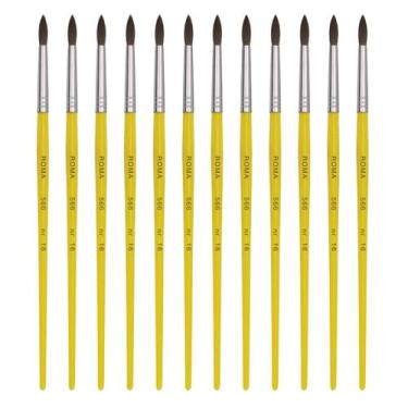 Imagem de Pincel Para Artesanato Pelo de Pônei N. 16 - 12 Unidades - Roma