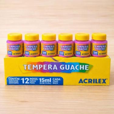Imagem de Caixa Tinta Guache Acrilex 15ml  12 Unidades da Mesma Cor  Uso Escolar