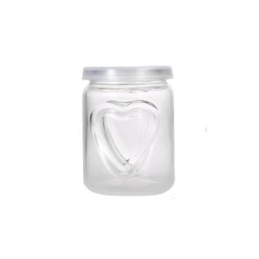Imagem de Kit 5 Potes de Vidro 150ml Coração com Tampa Plástica Tempero e Geleia