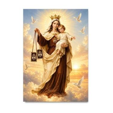 Imagem de Placa Decorativa Nossa Senhora do Carmo Celestial 30x42cm - Quadro Dec