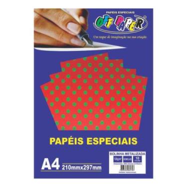 Imagem de Papel Bolinha Metalizada Vermelho A4 120g - Off Paper