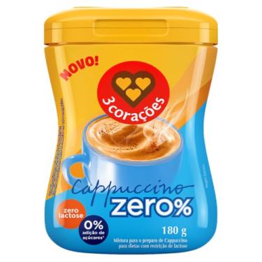 Imagem de 3 Corações Cappuccino Zero Lactose, 180g, Instantânea