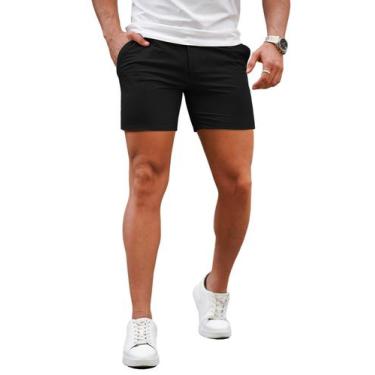 Imagem de Bermuda GINGTTO Slim Fit 3076 cm Preta com Stretch