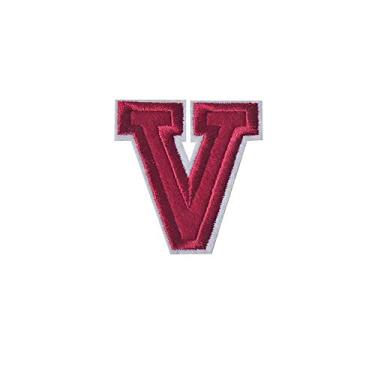 Imagem de YITAQI Adesivos de ferro com letras em 3D A-Z "faça você mesmo", tecido de costura com alfabeto inglês para camiseta ou casaco, apliques de bordado (V)