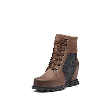 Imagem de SOREL Bota Lexie feminina Joan of Arctic Wedge III — Botas plataforma de couro à prova d'água, Tabaco, preto, 10