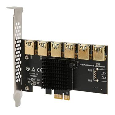 Imagem de ASHATA Placa Riser PCIE 1 a 6, Divisor PCIE 1 a 6 Placa Riser PCIE, Cartão Multiplicador Adaptador USB 3.0, Risers Multiplicadores PCIE 1X para Externo 6 PCIE, para Mineração de Bitcoin