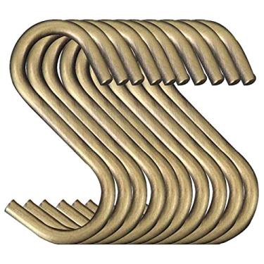 Imagem de Ganchos em forma de S com 20 peças, ganchos para pendurar na parte superior, cromado e banhado a bronze para joias e ferramentas de jardinagem para plantas, ganchos em forma de S, panela de cozinha, cabide, roupas, rack de armazenamento, Bronze Color