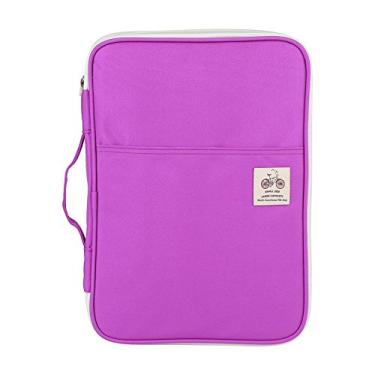 Imagem de Bolsa de documentos A4, pasta de arquivos, organizador de portfólio, notebook com zíper, 5 cores opcionais para homens e mulheres (roxo)