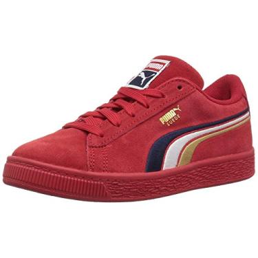 Imagem de PUMA Tênis infantil clássico bordado de camurça, Ribbon Red-peacoat- White- Team Gold, 13 Little Kid
