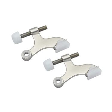 Imagem de QCAA Rolha de porta de pino de dobradiça, molde de zinco, níquel acetinado, com ponta de amortecedor de borracha branca, pacote com 2, feito em Taiwan