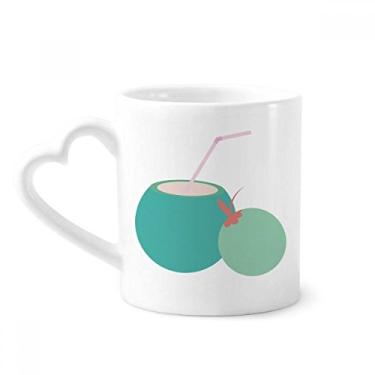 Imagem de Caneca com ilustração artística de suco de coco da Tailândia Caneca de café cerâmica copo de coração de vidro