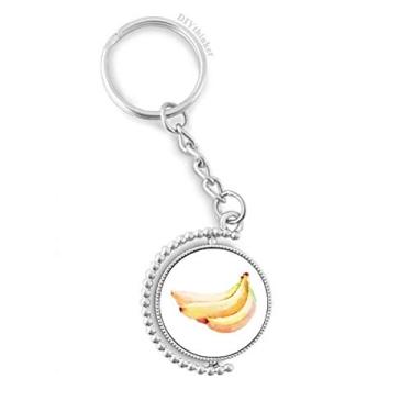 Imagem de Banana Fruit Aquarela Ilustração Padrão Giratório Chaveiro Anel Acessórios Disco Clipe Corrente, Multicor