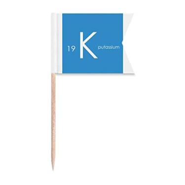 Imagem de Tabela de menstruação elementos químicos, metal alcalino, potássio, K, bandeiras de palito, marcação de rotulagem para bolo de festa, placa de queijo, comida