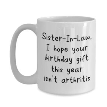 Imagem de SpreadPassion Caneca de café para irmã, presente para cunhada, presente para cunhada, presente de aniversário para cunhada, ideia de presente de aniversário de cesta de Natal de aniversário