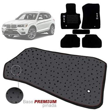 Imagem de Jogo de Tapete Carpete Tevic Pinado Bmw X3 2012 13 14 15 16 17 Impermeável Lavável Logo Bordado 5 Peças
